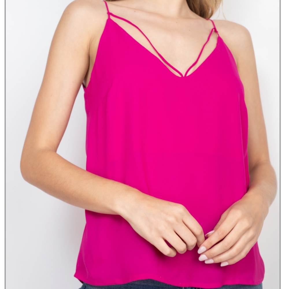 Magenta String Detail Spaghetti Strap Camisole